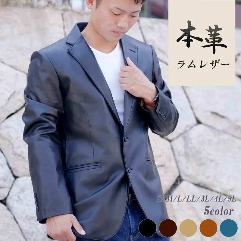 革ジャン メンズ ラム革 テーラードジャケット 2つボタン Mo-LAWZ