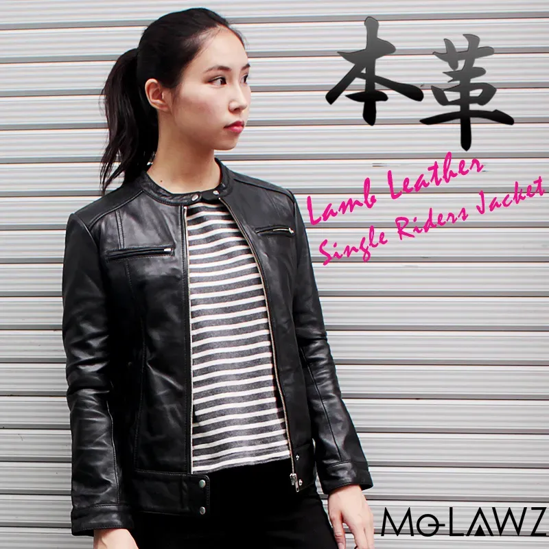 ラム革 シングルライダースジャケット レディース Mo-LAWZ 7132