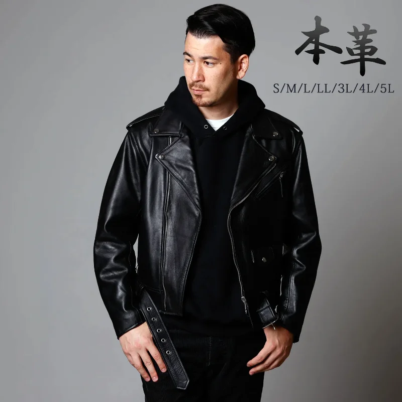 革ジャン メンズ 牛革 ダブルライダースジャケット Mo-LAWZ