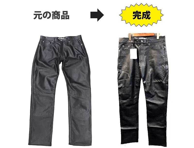 オーダーレザーパンツ実績 スキニーパンツ 本革仕立て 皮の但馬屋