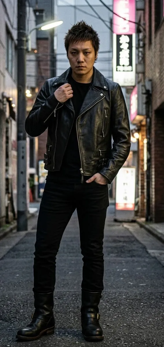 ダブルライダース オールブラックハードコーデ