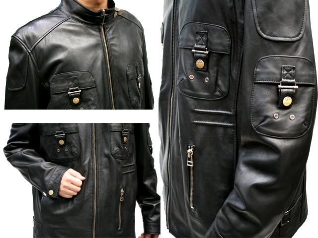 メンズレザージャケット ラムレザースタンドジャケット5138