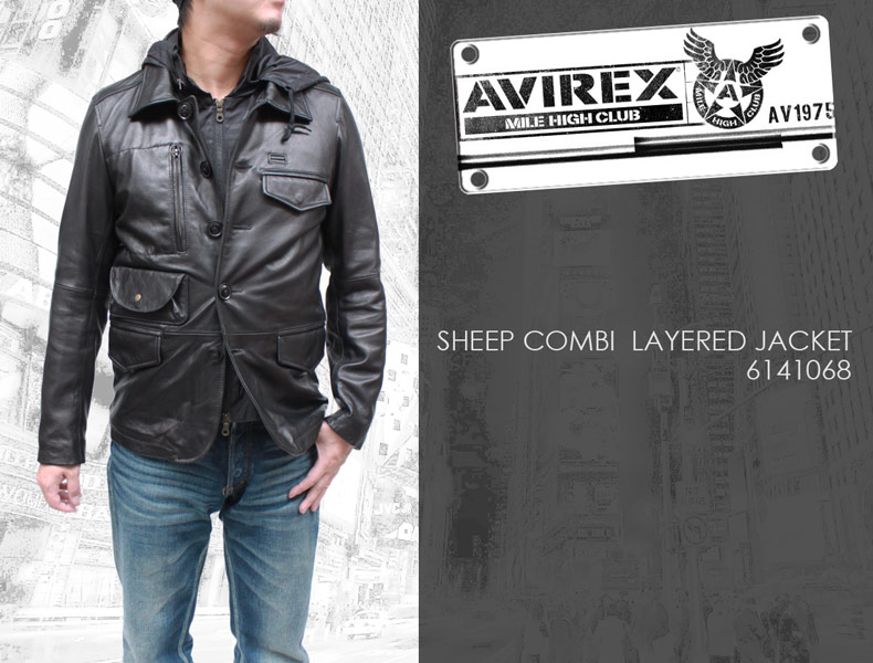 (AVIREX)SHEEP COMBI LAYERED JACKET6141068