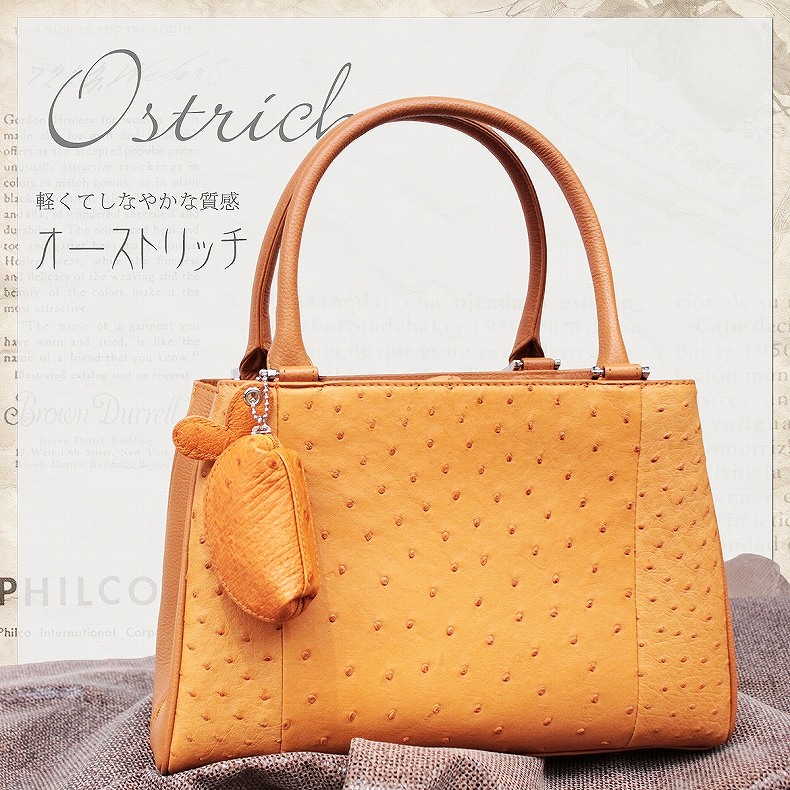 ハンドバッグ オーストリッチ(genuine ostrich leather) - ハンドバッグ