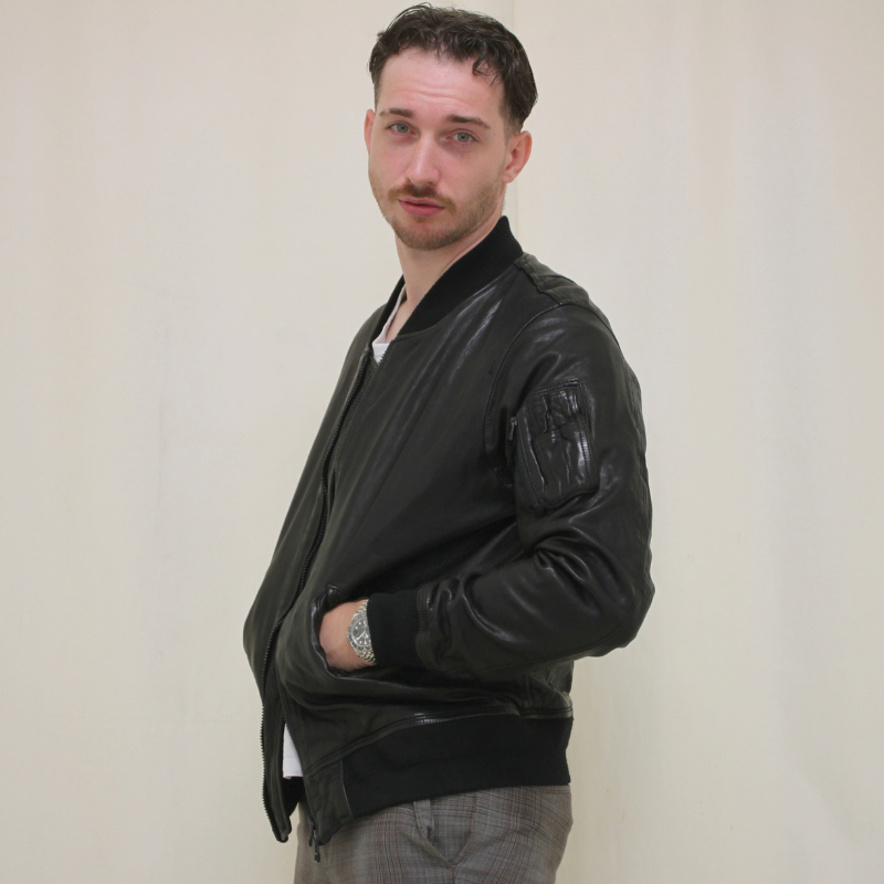 TAJIMA LEATHER ラム革 MA-1 メンズ 本革 ラムレザー フライトジャケット レザージャケット ブラック TL-FL-LM-MA1-101