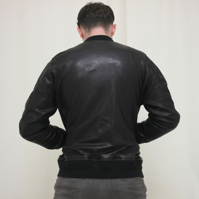 TAJIMA LEATHER ラム革 MA-1 メンズ 本革 ラムレザー フライトジャケット レザージャケット ブラック TL-FL-LM-MA1-101