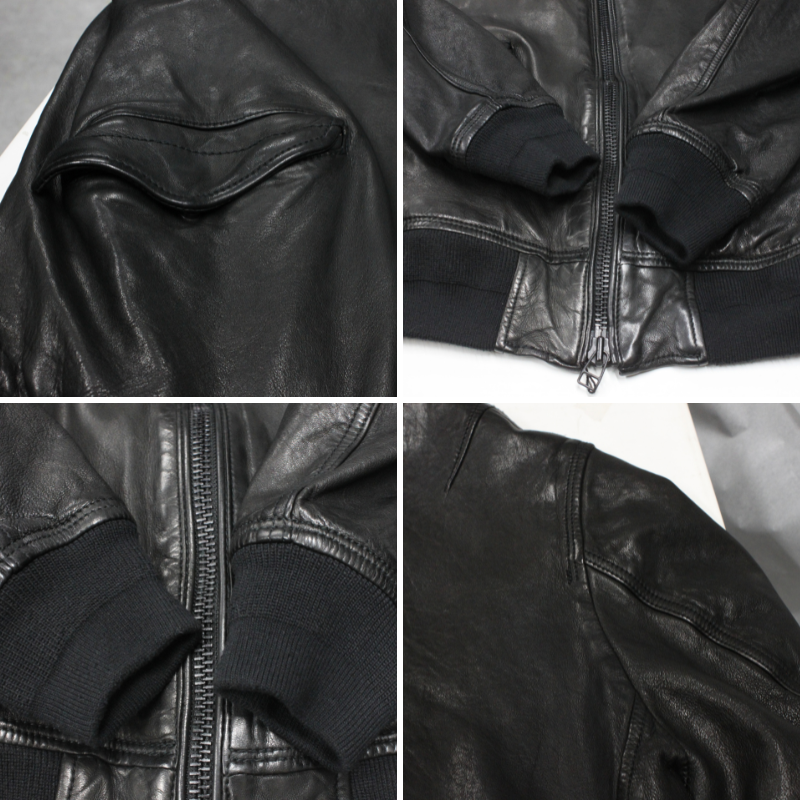 TAJIMA LEATHER ラム革 MA-1 メンズ 本革 ラムレザー フライトジャケット レザージャケット ブラック TL-FL-LM-MA1-101