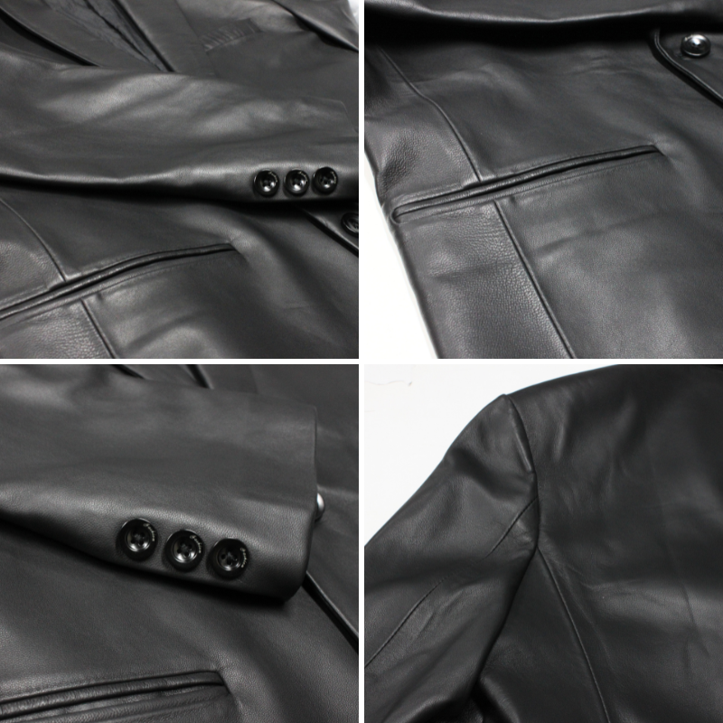 TAJIMA LEATHER ラム革 テーラードジャケット メンズ 本革 ラムレザー レザージャケット ブラック TL-JK-LM-TJ-101