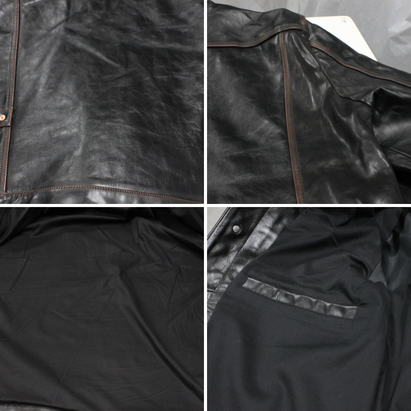 TAJIMA LEATHER 牛革 Gジャンタイプ レザージャケット メンズ ブラック 本革 カウレザー 着用イメージ