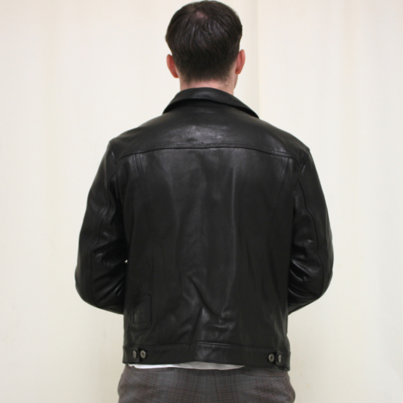 TAJIMA LEATHER 山羊革 Gジャンタイプ レザージャケット メンズ ブラック 本革 ゴートレザー TL-RD-GT-GJ-101