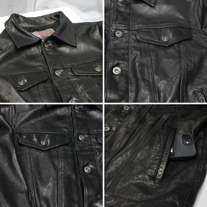 TAJIMA LEATHER 山羊革 Gジャンタイプ レザージャケット メンズ ブラック 本革 ゴートレザー TL-RD-GT-GJ-101