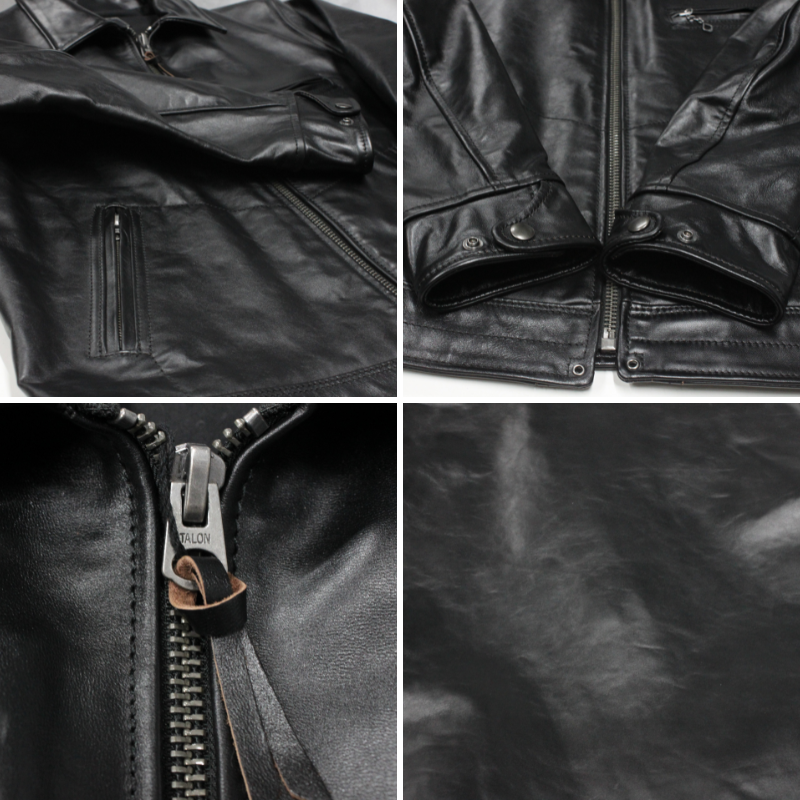 TAJIMA LEATHER 馬革 トラッカージャケット メンズ ブラック 本革 ホースハイド 着用イメージ